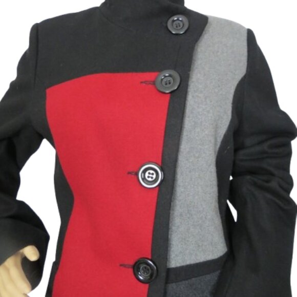 Novelti Color Block Wool Blend Midi Coat - Picture 3 of 6